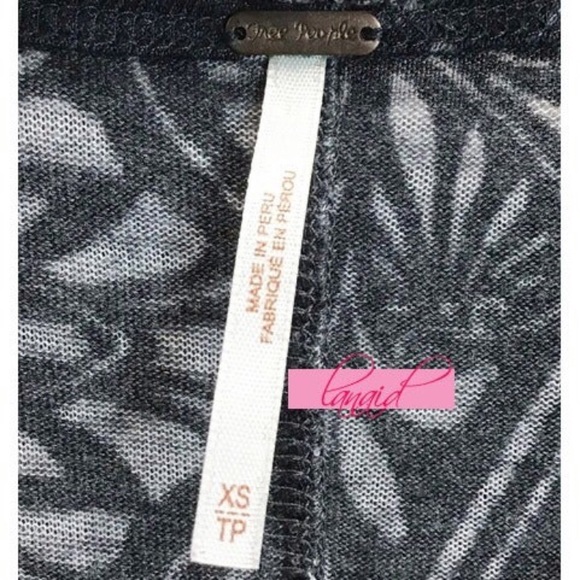 Free People Floral Cropped Open Back Cut-Out Gray Grey Cuffed Sleeve Blouse Top - Picture 3 of 5